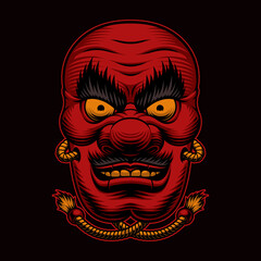 Japanese Tengu mask vector illustration