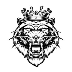 Vector illustration of a tiger in a crown