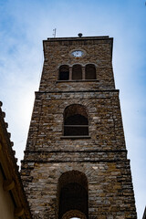 Castellabate, Salerno, Italy. ancient tower details with clock