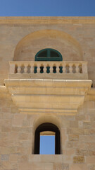 Fototapeta na wymiar Traditional medieval stone balcony in Arabic style, Valetta, Malta