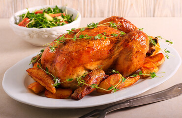 Roasted chicken with potatoes