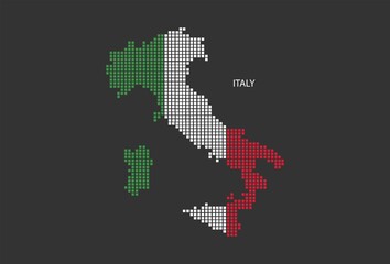 Fototapeta na wymiar Italy map design flag Italy square, black background.