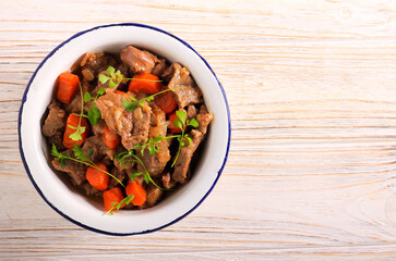 Mutton stew with carrot and onion