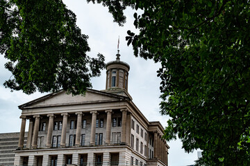 Tennessee State Capitol Building in Nashville, TN on a cloudy day