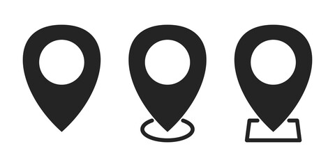 Set of location icons. Flat style map marker. Vector