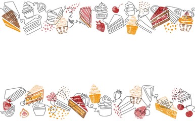 white, black, artist, strawberry, cherry, contour, continuous, conceptual, concept, abstract, bake, icing, piece, ingredient, banner, gourmet, web, wallpaper, logotype, modern, celebration, home, home