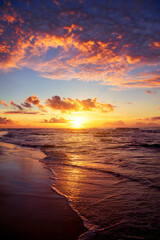 sunset colors on deserted beach