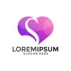 Colorful swan love logo