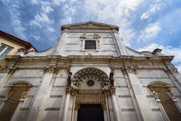 Baroque church of Saint Giovanni and Reparata, ancient white marble building in the town center of Lucca (Tuscany, Italy) near the cathedral of Saint Martin