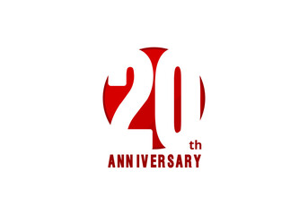 20 years anniversary vector template with red color, 20th birthday logo