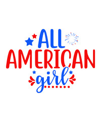 American Happy 4th Of July Embroidery Design, 4th of July Embroidery Designs, Happy Fourth Of July Embroidery, 4 Sizes Embroidery Designs,All American girl SVG Cutting file, 4th of July Svg, Independe