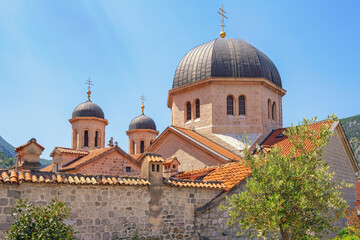 Religious architecture. Montenegro, Old Town of Kotor - UNESCO World Heritage site.   Domes of Church of St. Nicholas, view from Town Wall © Olga Iljinich