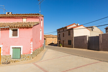 a paved road going through Gallocanta, province of Zaragoza, Aragon, Spain