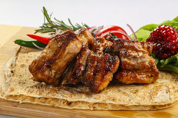 Grilled pork ribs barbecue