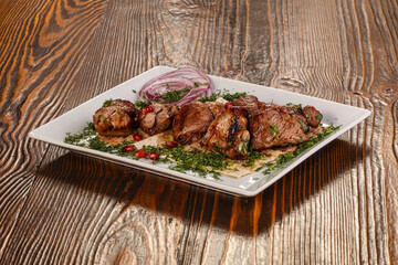 Grilled beef kebab barbeque shashlik