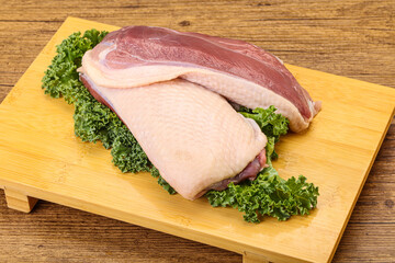 Raw duck breast for cooking