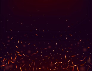 Blazing Flame Fiery Sparkles Background. Realistic Fire Image on Black. Isolated Fire, Red Yellow Orange Sparks, Smoke. Bright Night, Stars Gold. Realistic Energy Glow. Hot Burning Gold Flashes.