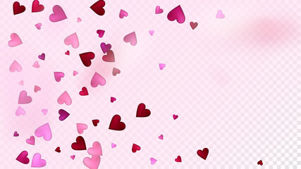 Falling Hearts Vector Confetti. Valentines Day Tender Pattern. Elegant Gift, Birthday Card, Poster Background Valentines Day Decoration with Falling Down Hearts Confetti. Beautiful Pink Glitter