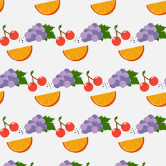 juicy bright patterns consisting of orange grapes and cherries