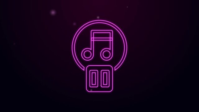 Glowing neon line Pause button icon isolated on black background. 4K Video motion graphic animation