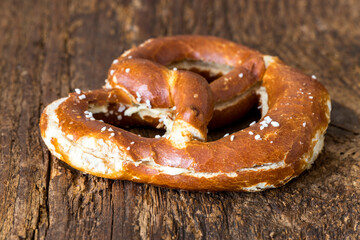 butter pretzel on wood