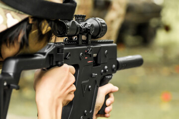 Shooter aiming Kriss smg assault rifle 