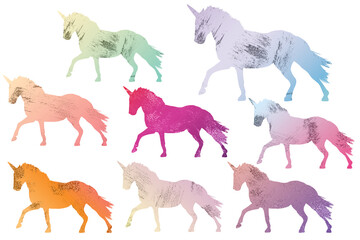 Unicorn bright clip art kit isolated