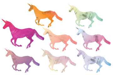 Obraz premium Unicorn graphics set on white background