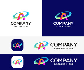 letter A modern 3d logo design