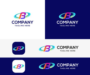 letter B modern 3d logo design