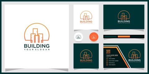 building logo. building abstract for logo inspiration. business card design Premium 