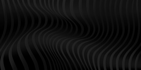 Abstract 3d waveforms background for digital, scientific or technology design. Dynamic, curved, wavy stripes glowing in the dark. Swirling lines. Vector illustration.