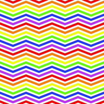 Seamless wallpaper background of gay pride rainbow flag zig zag on white background