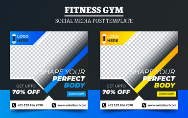 Fitness gym promotion social media post template