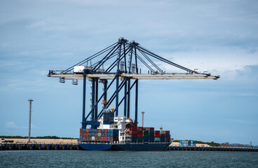 container ship in port