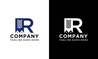 Unique Letter R House Logo Design Vector Template suitable for real estate or apartment property logo brands