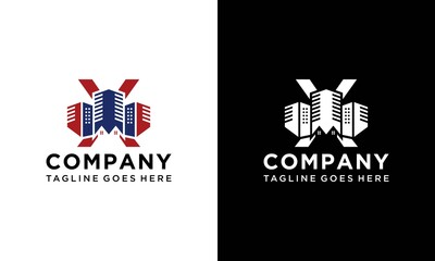 Unique Letter X House Logo Design Vector Template suitable for real estate or apartment property logo brands