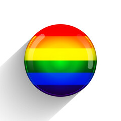 Glass light ball with flag of LGBT. Round sphere, template icon. Glossy realistic ball, 3D abstract vector illustration.Love wins. LGBT symbol sticker in rainbow colors. Gay pride collection