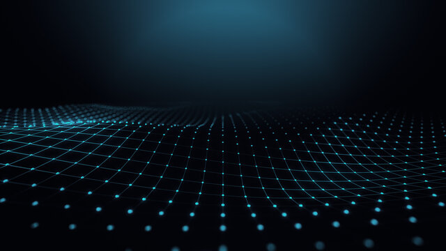 Abstract background particle grid wave. © FullFrames