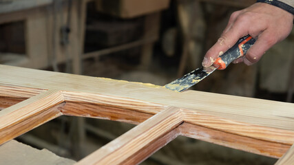 door restoration, elimination of defects with putty