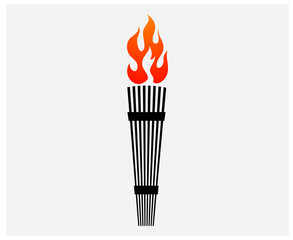 torch Black logo illustration abstract vector design with Gray Background