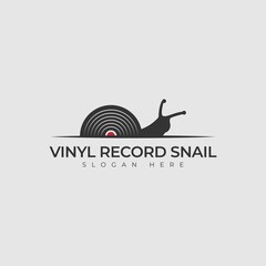 vinyl record snail logo vector design