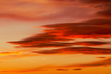 Evening clouds above Toten, Norway, in spring.