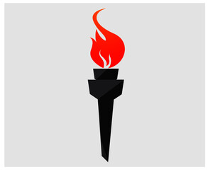 torch game illustration design Flaming with flame with Gray Background