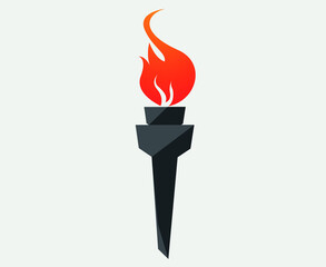torch game illustration design Flaming with flame with Gray Background