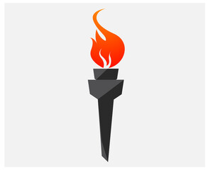 torch game illustration design Flaming with flame with Gray Background