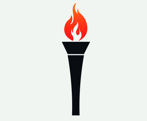 fire torch Black vector abstract flame illustration design with Background Gray