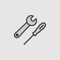 Wrench and screwdriver icon flat vector design. Repair symbol