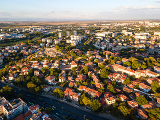 Naklejka premium Aerial sunset view of City of Plovdiv, Bulgaria
