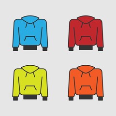 Hoodie jacket icon in trendy flat style design